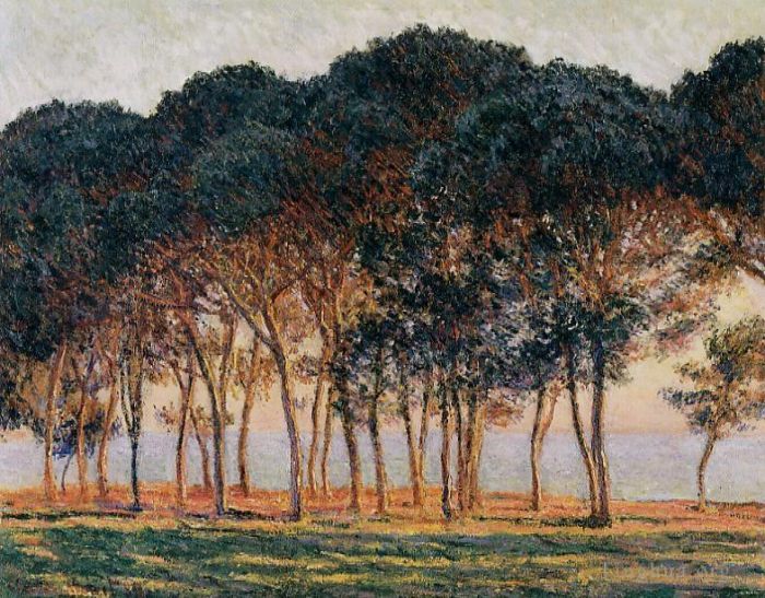 克劳德·莫奈 的油画作品 -  《一天结束时的松树下》