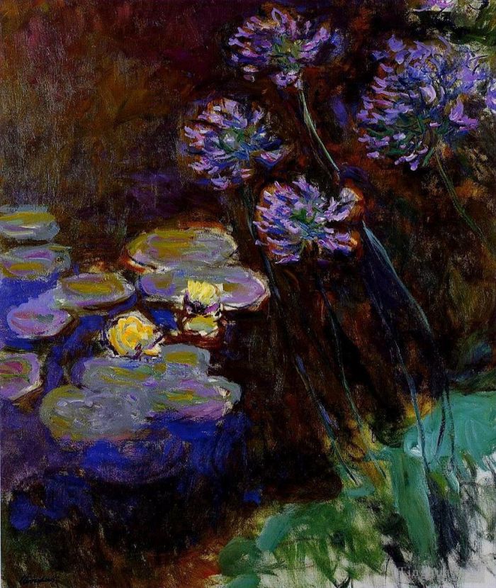 克劳德·莫奈 的油画作品 -  《睡莲和百子莲》