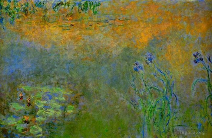 克劳德·莫奈 的油画作品 -  《有鸢尾花的睡莲池》