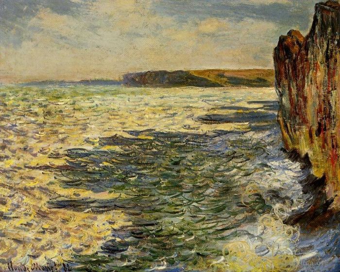 克劳德·莫奈 的油画作品 -  《普尔维尔的波浪和岩石》