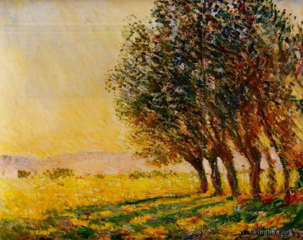 克劳德·莫奈作品《夕阳下的柳树》