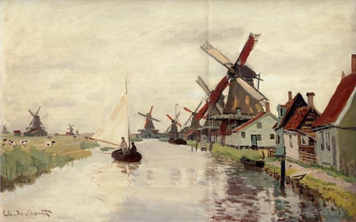 克劳德·莫奈 的油画作品 -  《荷兰的风车》