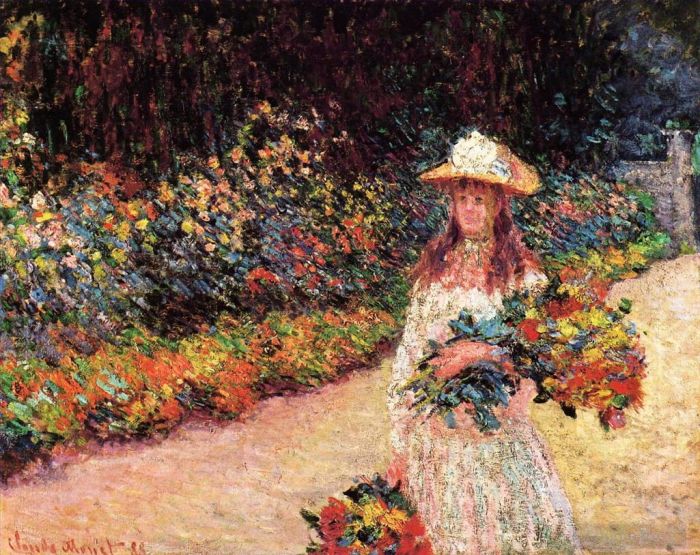 克劳德·莫奈 的油画作品 -  《吉维尼花园里的少女》