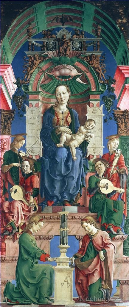 科西莫·图拉 的各类绘画作品 -  《里皮,菲律宾,圣母与圣婴登基》