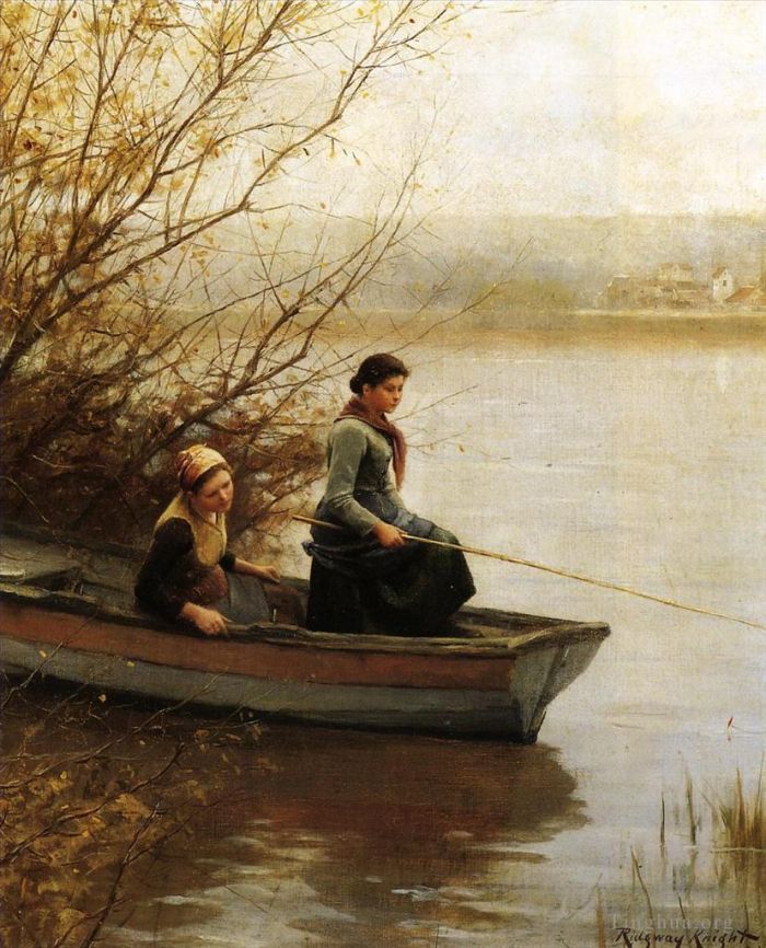 丹尼尔·里奇韦·奈特 的油画作品 -  《钓鱼》