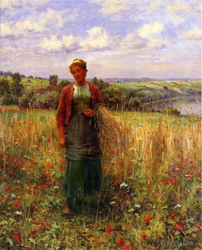 丹尼尔·里奇韦·奈特 的油画作品 -  《采集小麦》