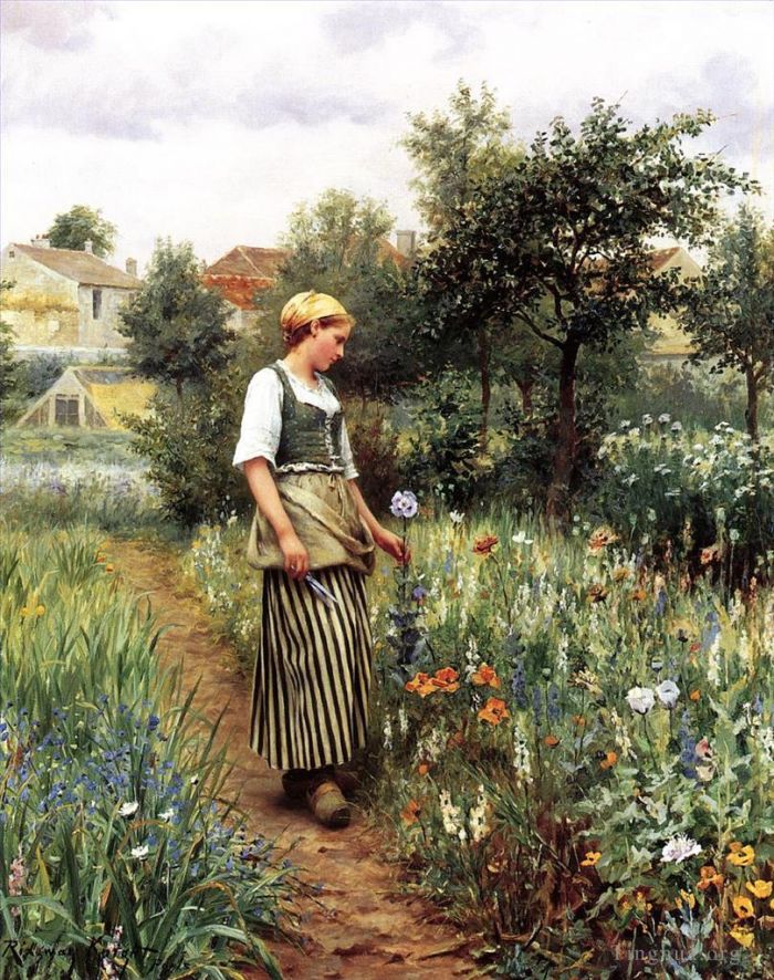 丹尼尔·里奇韦·奈特 的油画作品 -  《在花园里》