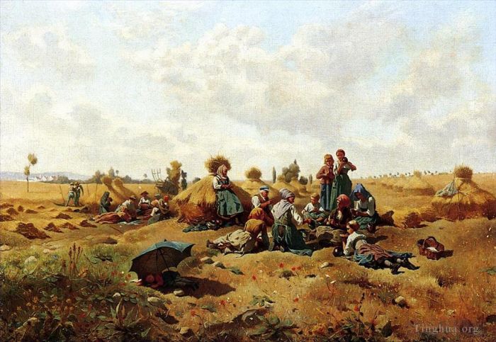 丹尼尔·里奇韦·奈特 的油画作品 -  《休息的收割机》