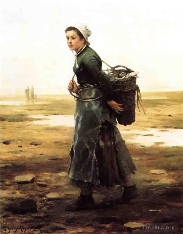 丹尼尔·里奇韦·奈特 的油画作品 -  《牡蛎采集者》