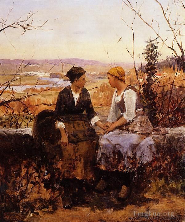 丹尼尔·里奇韦·奈特 的油画作品 -  《两个朋友》