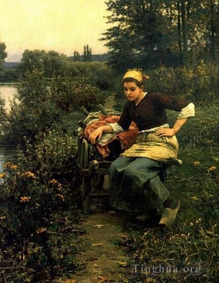 丹尼尔·里奇韦·奈特 的油画作品 -  《风景中的女人》