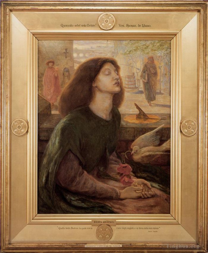 但丁·加布里尔·罗赛蒂 的油画作品 -  《贝娅塔·贝娅特丽克丝,1877》