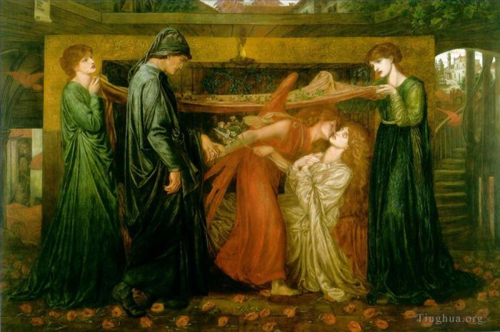 但丁·加布里尔·罗赛蒂 的油画作品 -  《唐太斯在比阿特丽斯去世时的梦》