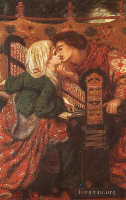 但丁·加布里尔·罗赛蒂 的油画作品 -  《雷内斯国王蜜月》