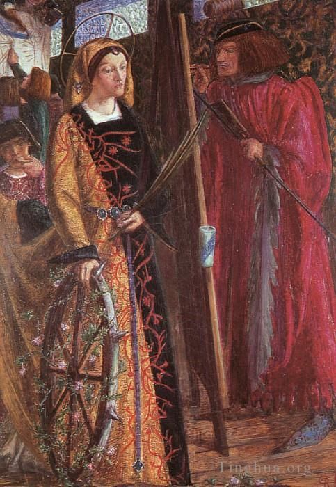 但丁·加布里尔·罗赛蒂 的油画作品 -  《圣凯瑟琳》