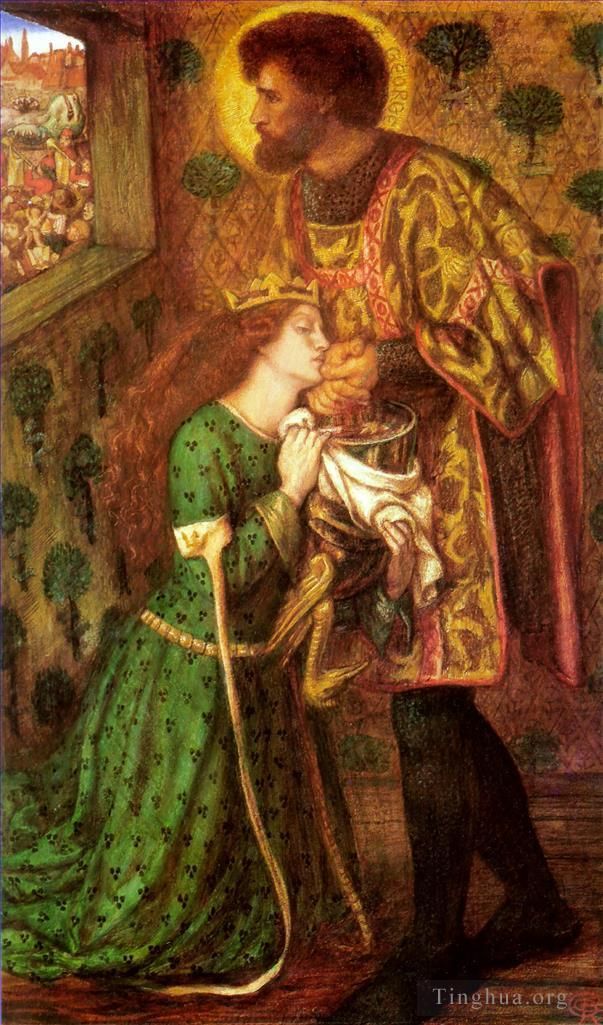 但丁·加布里尔·罗赛蒂 的油画作品 -  《圣乔治和萨布拉公主》