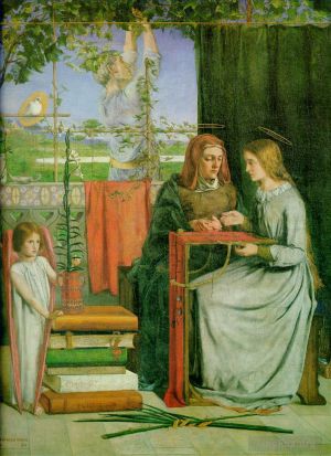 艺术家但丁·加布里尔·罗赛蒂作品《圣母的童年》