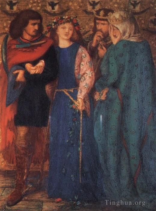 但丁·加布里尔·罗赛蒂 的油画作品 -  《奥菲莉亚的第一次疯狂》