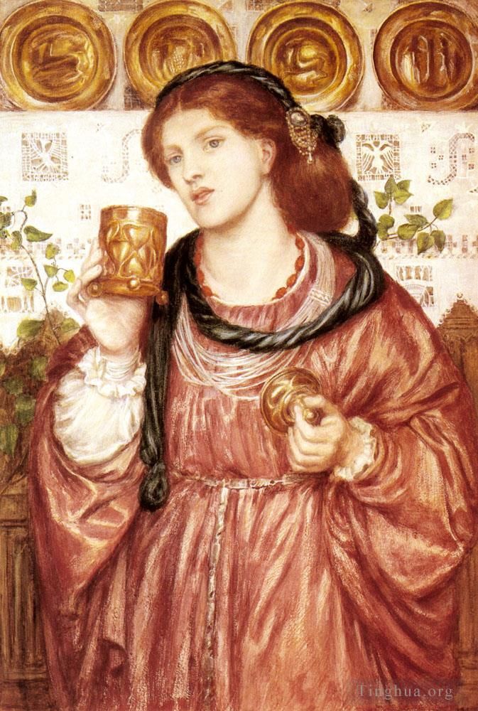 但丁·加布里尔·罗赛蒂 的油画作品 -  《爱心杯》