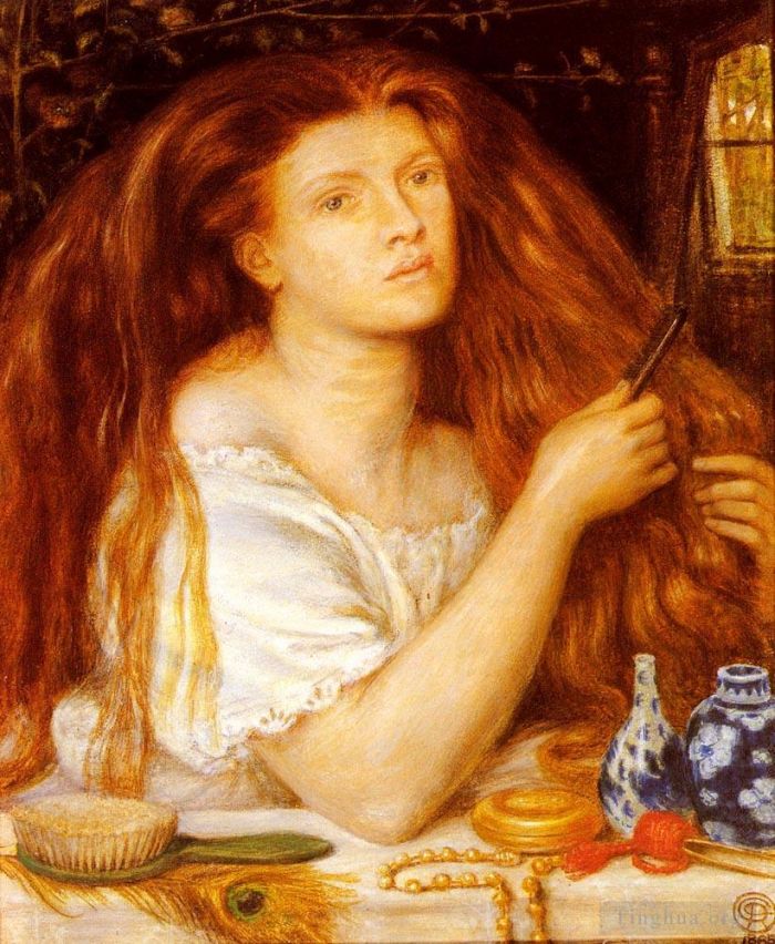 但丁·加布里尔·罗赛蒂 的油画作品 -  《梳理头发的女人》