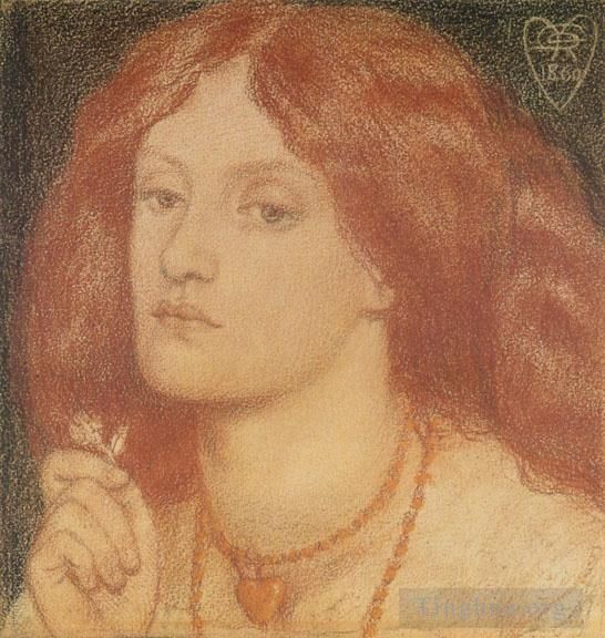 但丁·加布里尔·罗赛蒂 的各类绘画作品 -  《雷吉娜·科迪姆,(Regina,Cordium),或红心皇后》