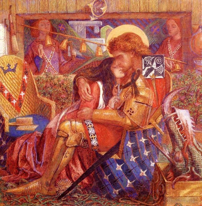 但丁·加布里尔·罗赛蒂 的各类绘画作品 -  《圣乔治和萨布拉公主的婚礼》