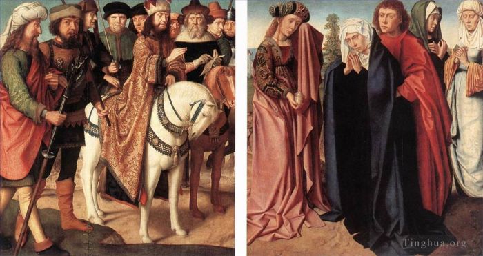 杰勒德·大卫 的油画作品 -  《普拉提与大祭司圣女和各各他圣约翰的争论》