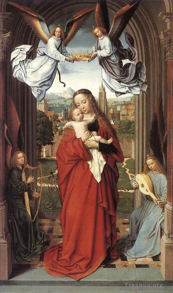 杰勒德·大卫 的油画作品 -  《圣母子与四个天使,wga》