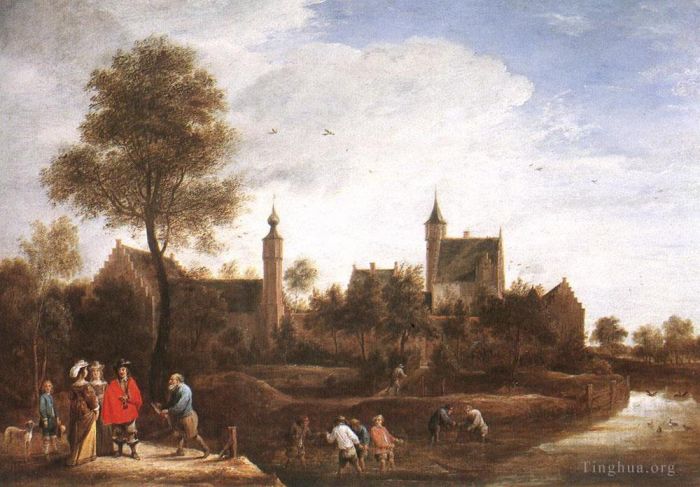 小戴维·特尼尔斯 的油画作品 -  《安特卫普附近的,Het,Sterckshof,景观》