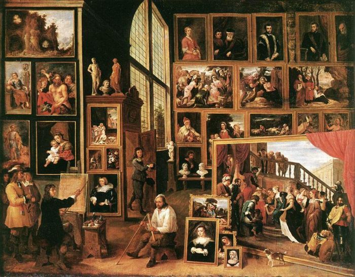 小戴维·特尼尔斯 的油画作品 -  《布鲁塞尔利奥波德大公画廊,1639》