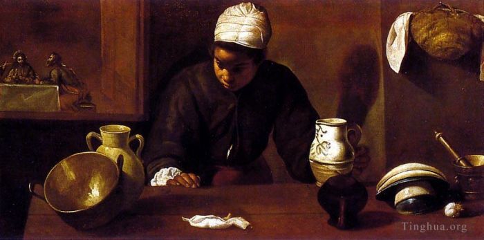 迭戈·委拉斯开兹 的油画作品 -  《以马忤斯晚餐的厨房场景》