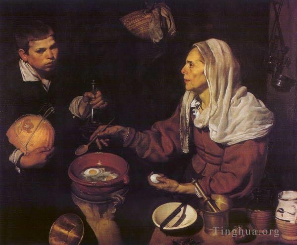 迭戈·委拉斯开兹 的油画作品 -  《老妇人偷鸡蛋》