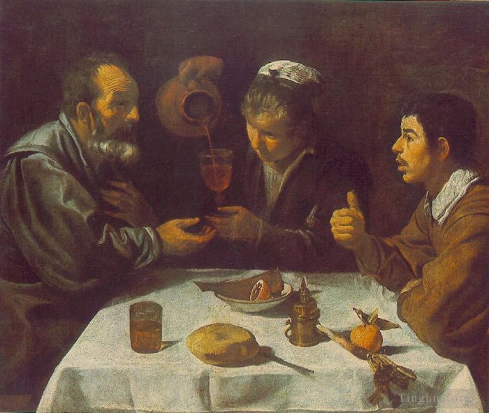 迭戈·委拉斯开兹 的油画作品 -  《餐桌上的农民》