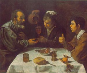 艺术家迭戈·委拉斯开兹作品《餐桌上的农民》