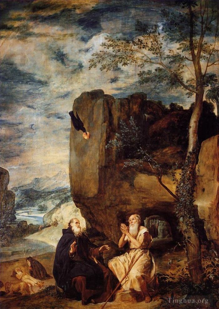 迭戈·委拉斯开兹 的油画作品 -  《圣安东尼艾博特和圣保罗隐士》