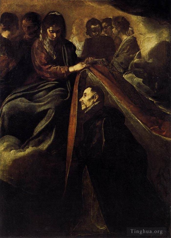 迭戈·委拉斯开兹 的油画作品 -  《圣伊尔德丰索从圣母那里接受礼拜仪式》