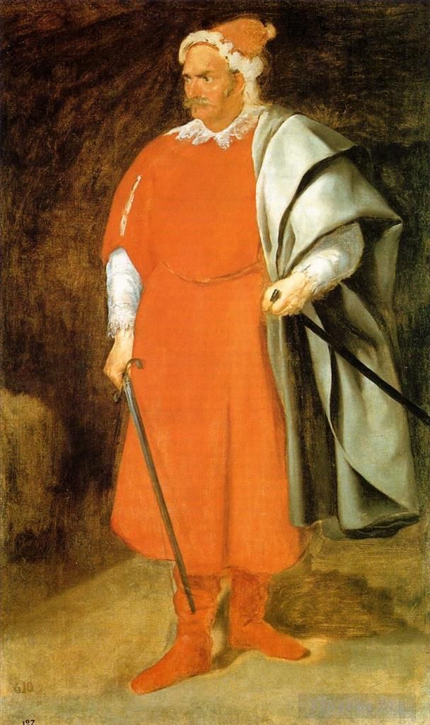迭戈·委拉斯开兹 的油画作品 -  《小丑唐·克里斯托瓦尔·德·卡斯塔内达·佩尼亚,又名红胡子》