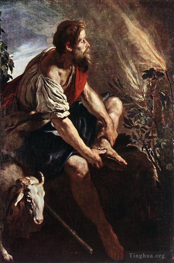 多梅尼科·范提 的油画作品 -  《摩西在燃烧的荆棘前》