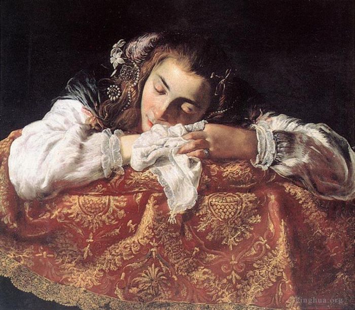 多梅尼科·范提 的油画作品 -  《睡觉的女孩》