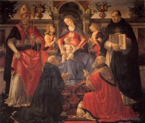 艺术家多梅尼哥·基尔兰达约作品《麦当娜和孩子在天使和圣人之间加冕》