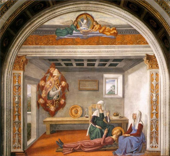 多梅尼哥·基尔兰达约 的各类绘画作品 -  《圣菲娜逝世公告》