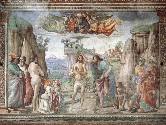 多梅尼哥·基尔兰达约 的各类绘画作品 -  《基督的洗礼,1486》