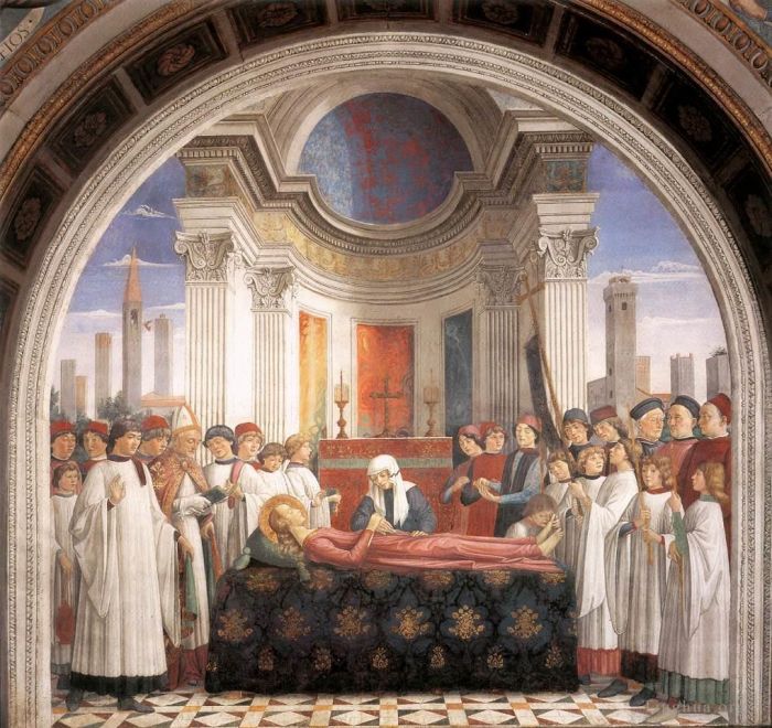 多梅尼哥·基尔兰达约 的各类绘画作品 -  《圣菲娜的葬礼》