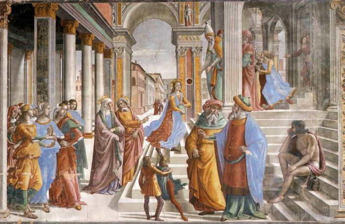 多梅尼哥·基尔兰达约 的各类绘画作品 -  《圣母在圣殿的呈现》