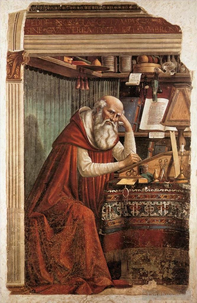 多梅尼哥·基尔兰达约 的各类绘画作品 -  《圣杰罗姆在他的书房里》