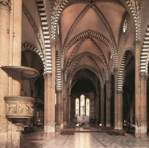 艺术家多梅尼哥·基尔兰达约作品《沿着中殿看到托纳布奥尼教堂》