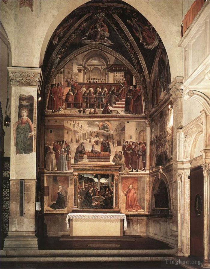 多梅尼哥·基尔兰达约 的各类绘画作品 -  《萨塞蒂教堂的视图》