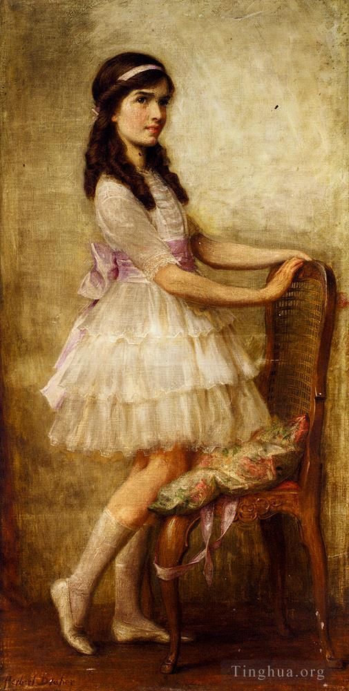 赫伯特·杰姆斯·德雷珀 的油画作品 -  《芭芭拉·德·塞林库尔小姐的肖像》