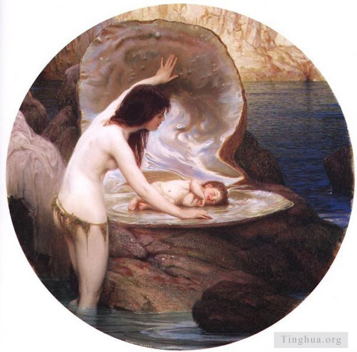 赫伯特·杰姆斯·德雷珀 的油画作品 -  《水宝宝》