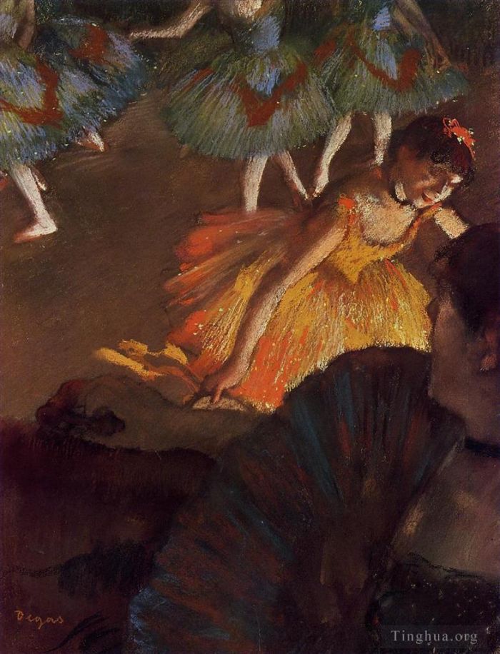 埃德加·德加 的油画作品 -  《芭蕾舞演员和拿扇子的女士》